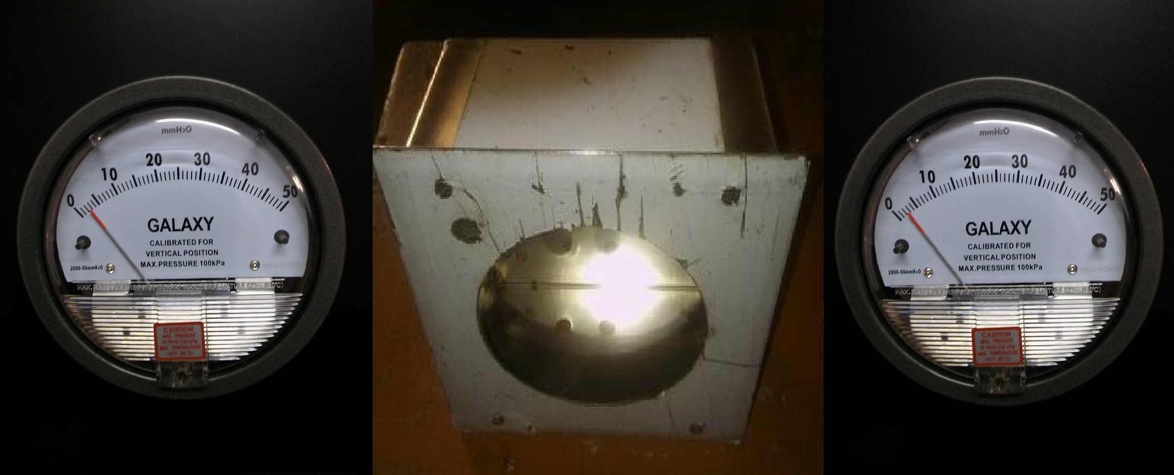 Galaxy Magnehelic Gauge Model G2000-100mm Range 0-100 Mm Wc