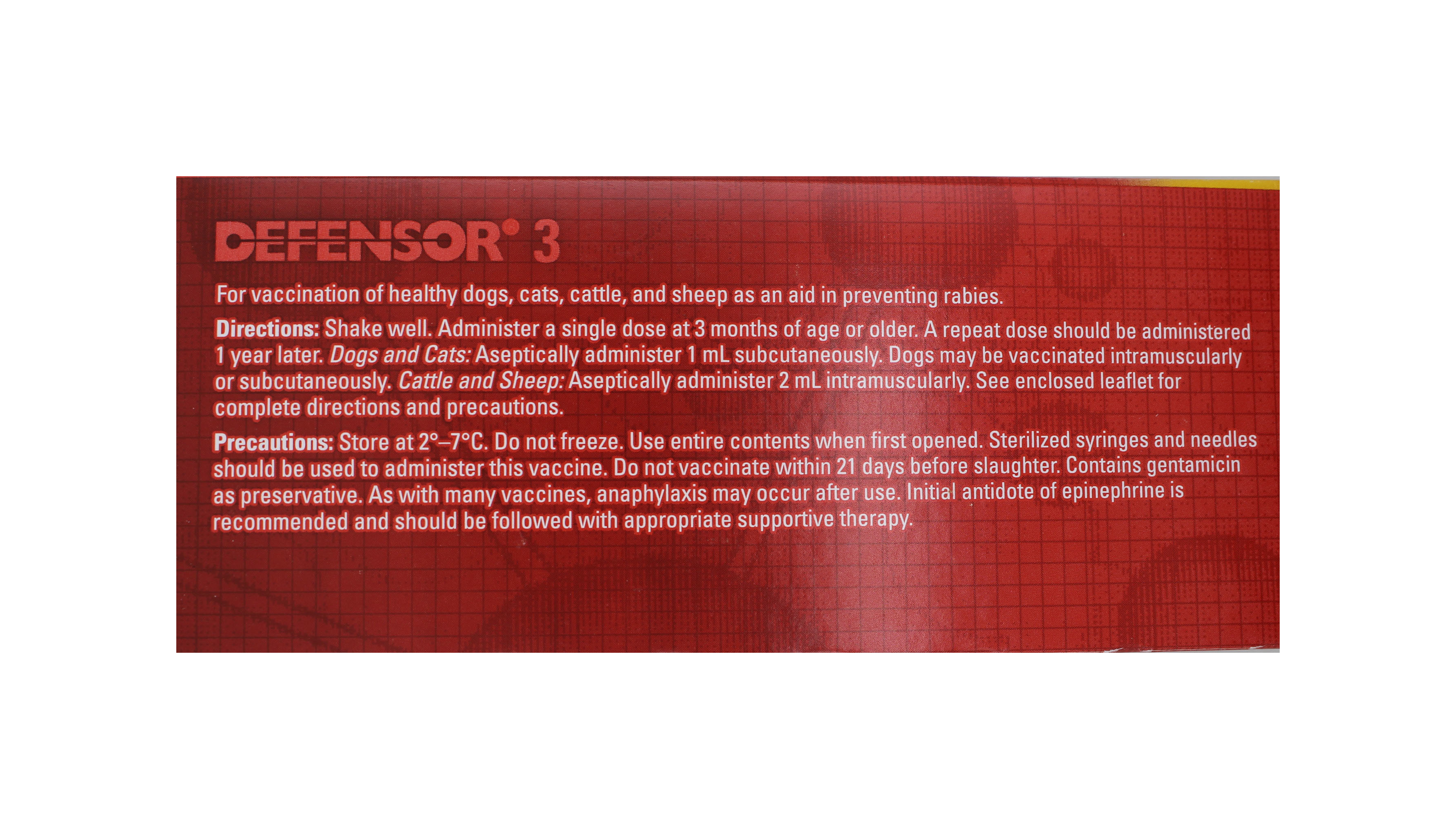 Defensor-3 10ml-rabbies Vaccice Ingredients: Chemicals
