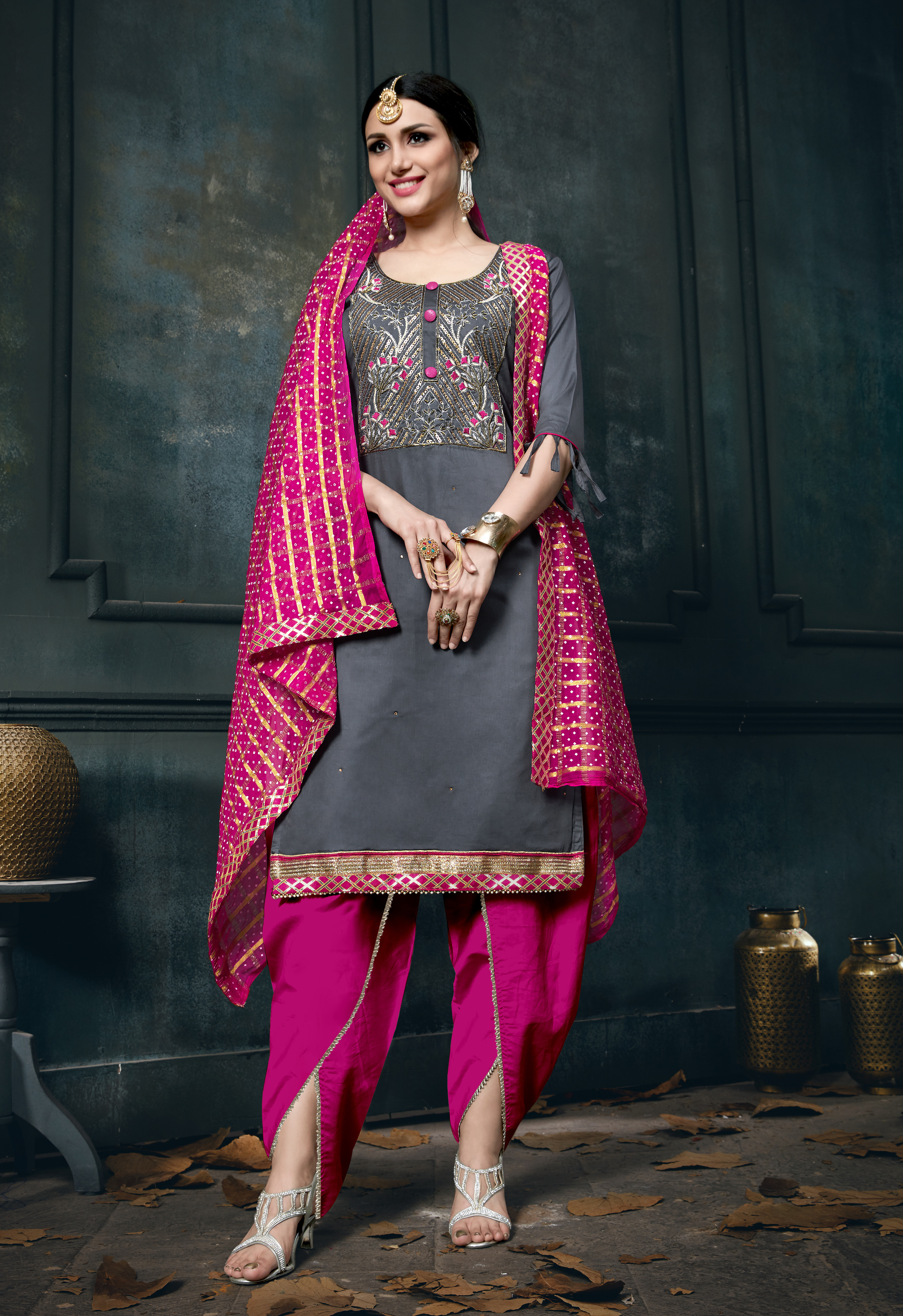 Light Pink And Blue Attractive Unstitched Salwar Suit