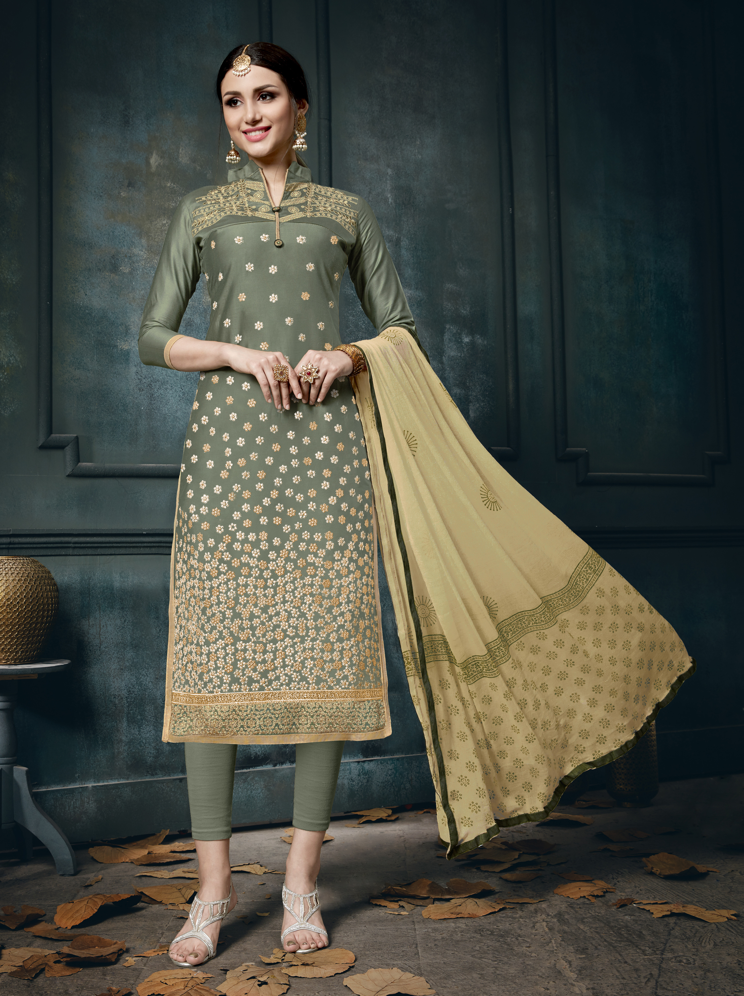 Light Pink And Blue Attractive Unstitched Salwar Suit