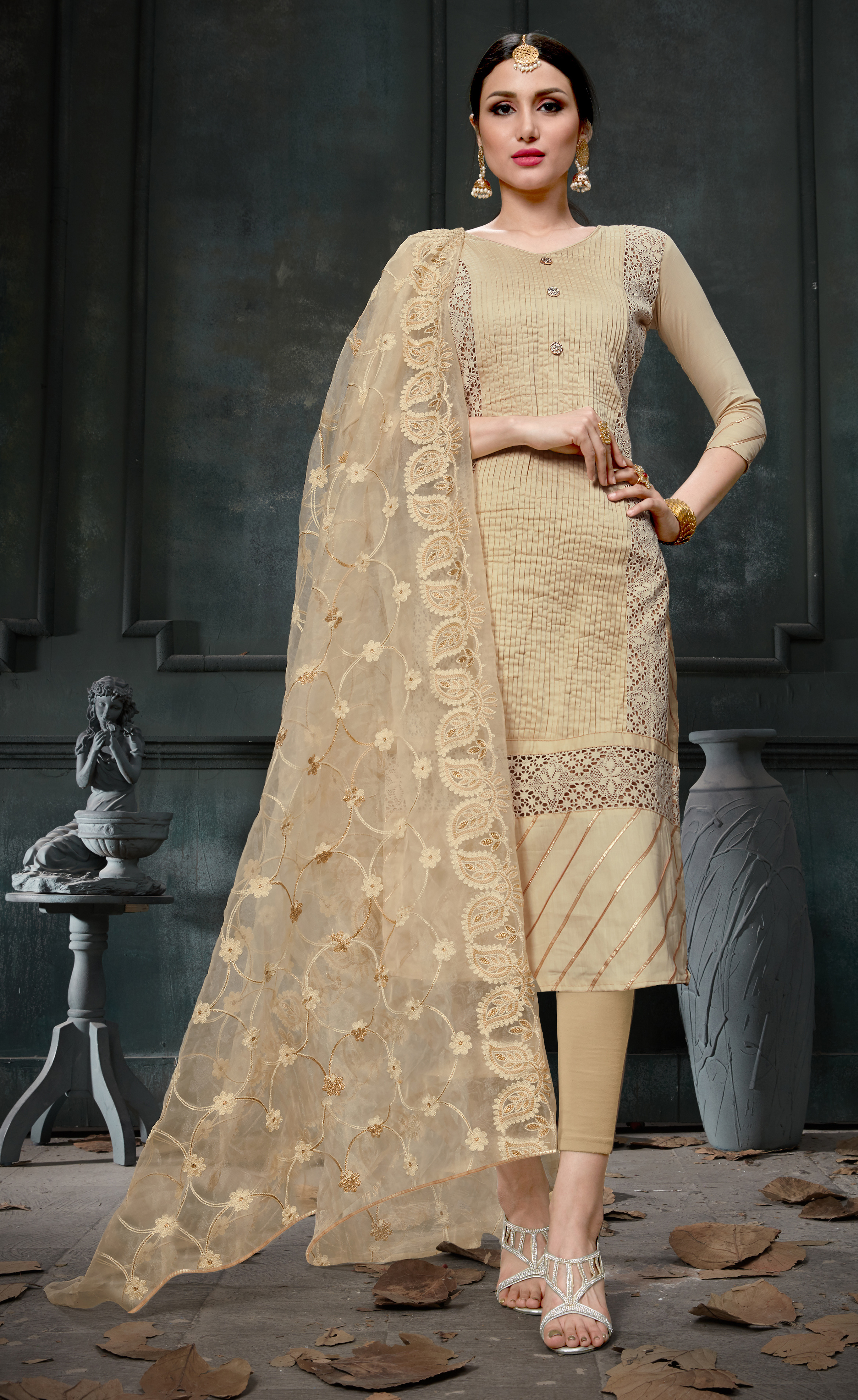 Light Pink And Blue Attractive Unstitched Salwar Suit