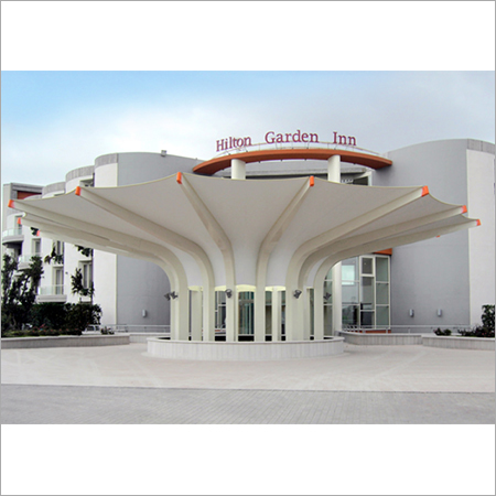 Tensile Structure - Pvc Coated Polyester, Customizable Dimensions, White Color | Uv Absorbing, Fire Rated Class A, Professional Installation, 5-year Warranty