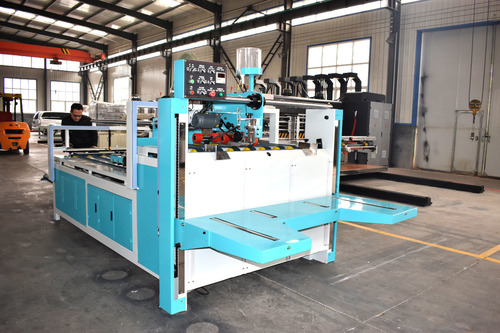 Customized Corrugated Cardboard Semi Auto Folder Gluer , Carton Box Folding Gluing Machine