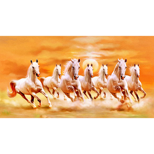 White Running Seven Horses In Rising Sun As Per Vastu