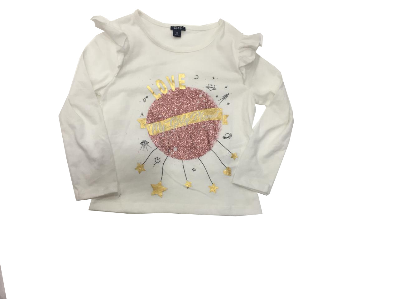 Top - 100% Cotton, Variable Sizes, White Color With Strawberry Design, Soft Fabric, Cute Look, Stylish Short Sleeves For Baby Girls