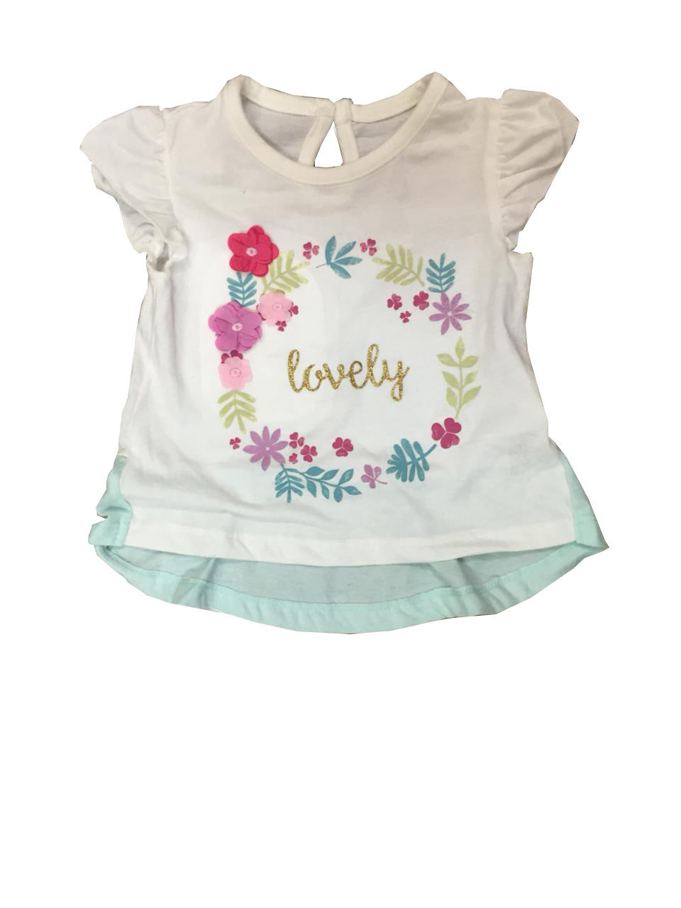 Top - 100% Cotton, Variable Sizes, White Color With Strawberry Design, Soft Fabric, Cute Look, Stylish Short Sleeves For Baby Girls