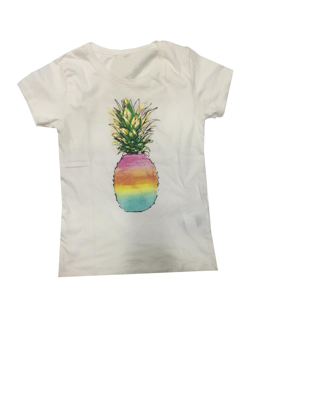 Top - 100% Cotton, Variable Sizes, White Color With Strawberry Design, Soft Fabric, Cute Look, Stylish Short Sleeves For Baby Girls