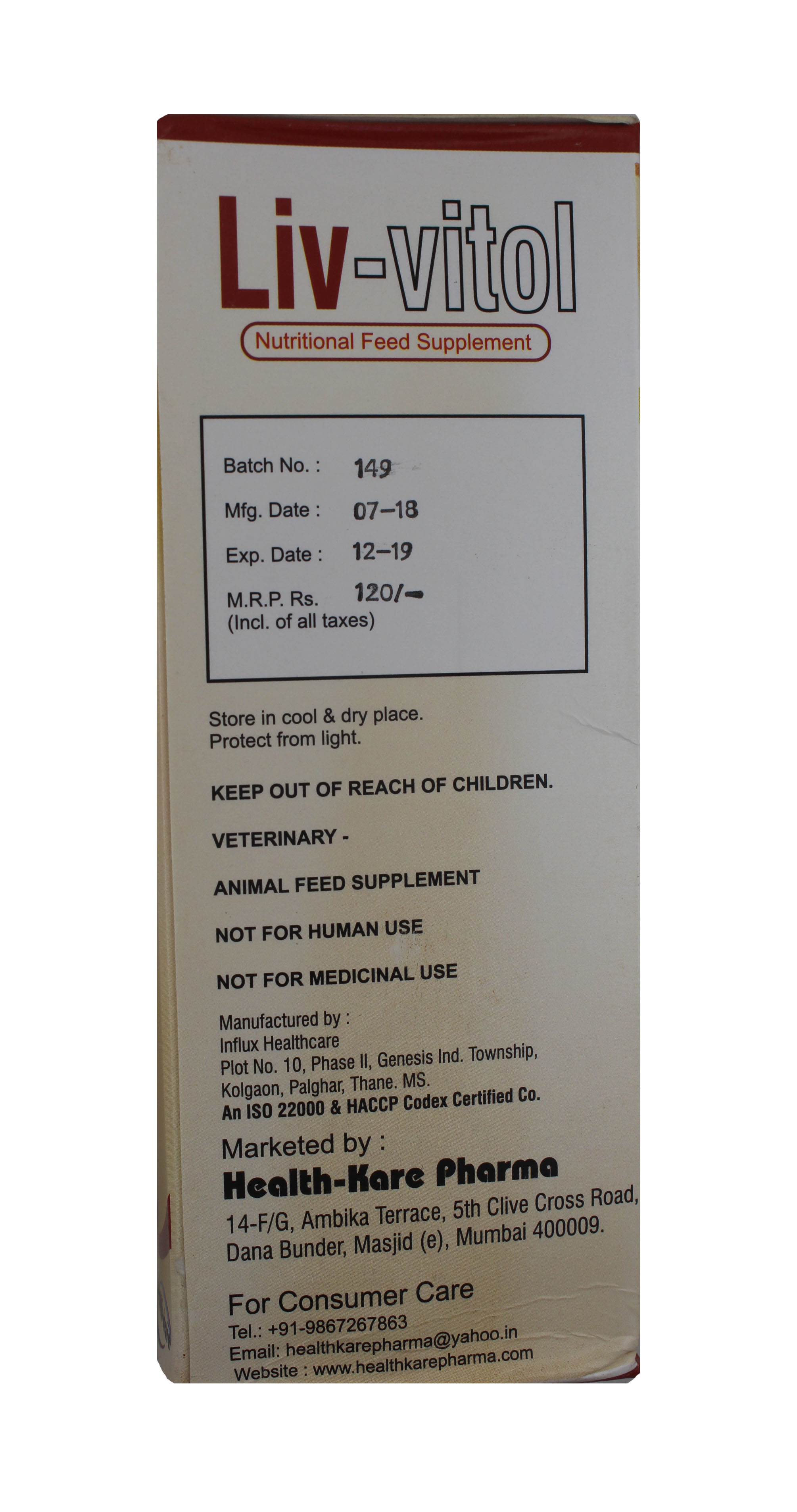 Liv-vitol 200ml-feed Supllement Ingredients: Chemicals