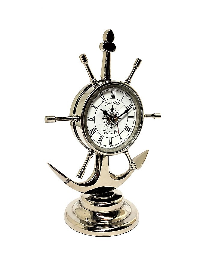 Platinum Table Clock A Anchor And Ship Wheel