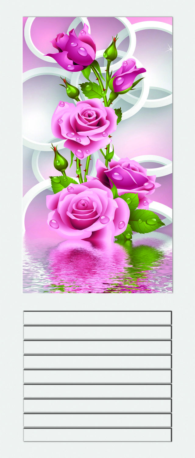 Multicolor Flowers Design Door - Design: Printed