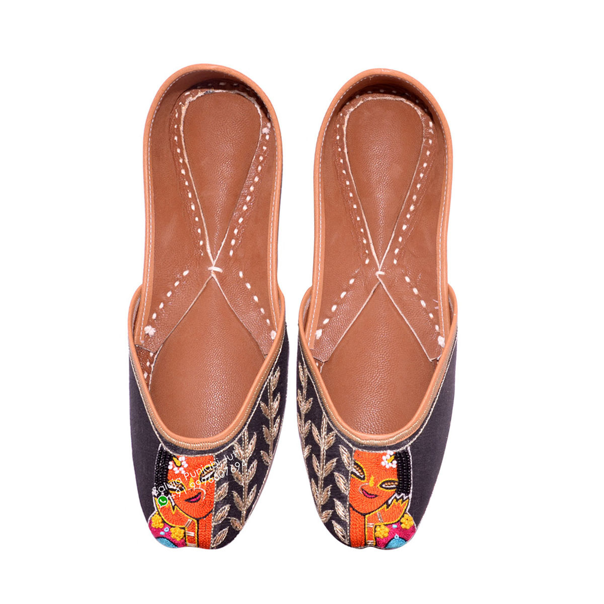 Women Ladies Black Punjabi Jutti Heel Size: Flat