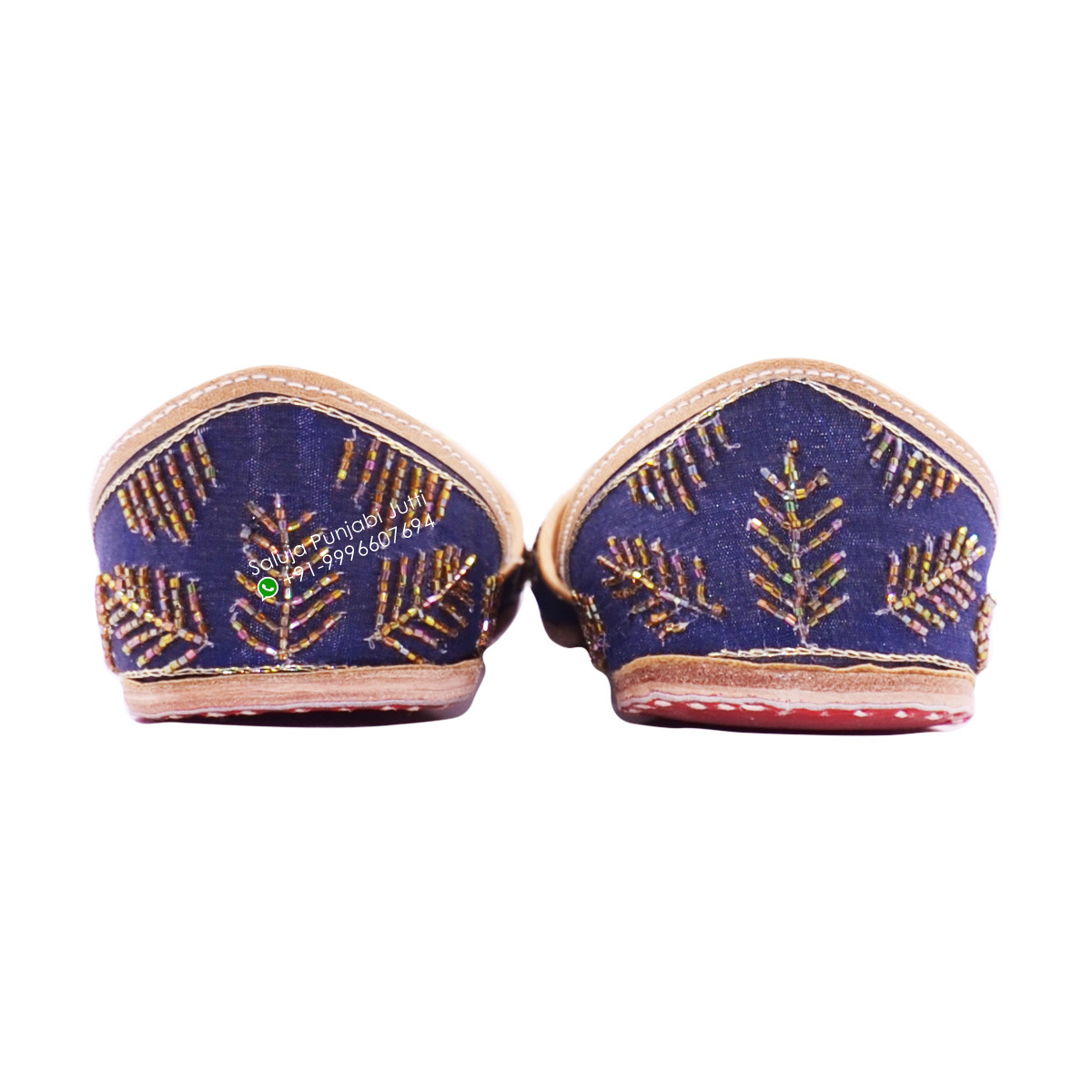 Navy Blue Leather Punjabi Jutti For Women (Navy Blue)
