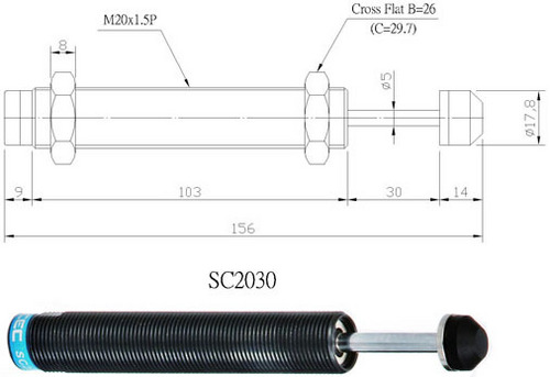Shock Absorber (SC 2030) - Taiwan Made, Vibration Stop, Function Tested