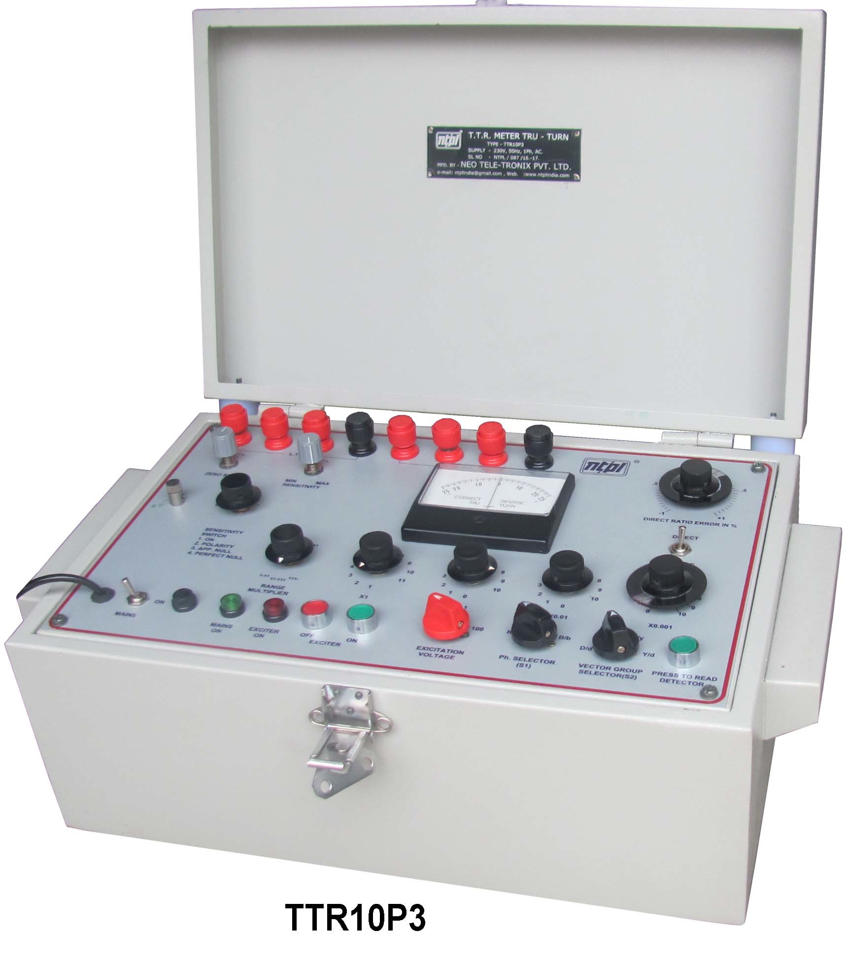 Transformer Turns Ratio Meter Ttr10 - 12-month Warranty, Manual Operation With Analog-digital Meter, 1:1.5 Accuracy, 0.00001 Least Count, 110 To 100 Volts Ac, Optimizable For Client Requirements