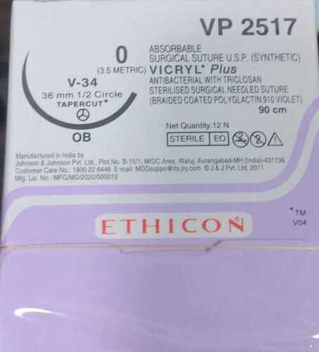 Ethicon Vicryl Plus Antibacterial Sutures (Vp2517) - Color: Violet