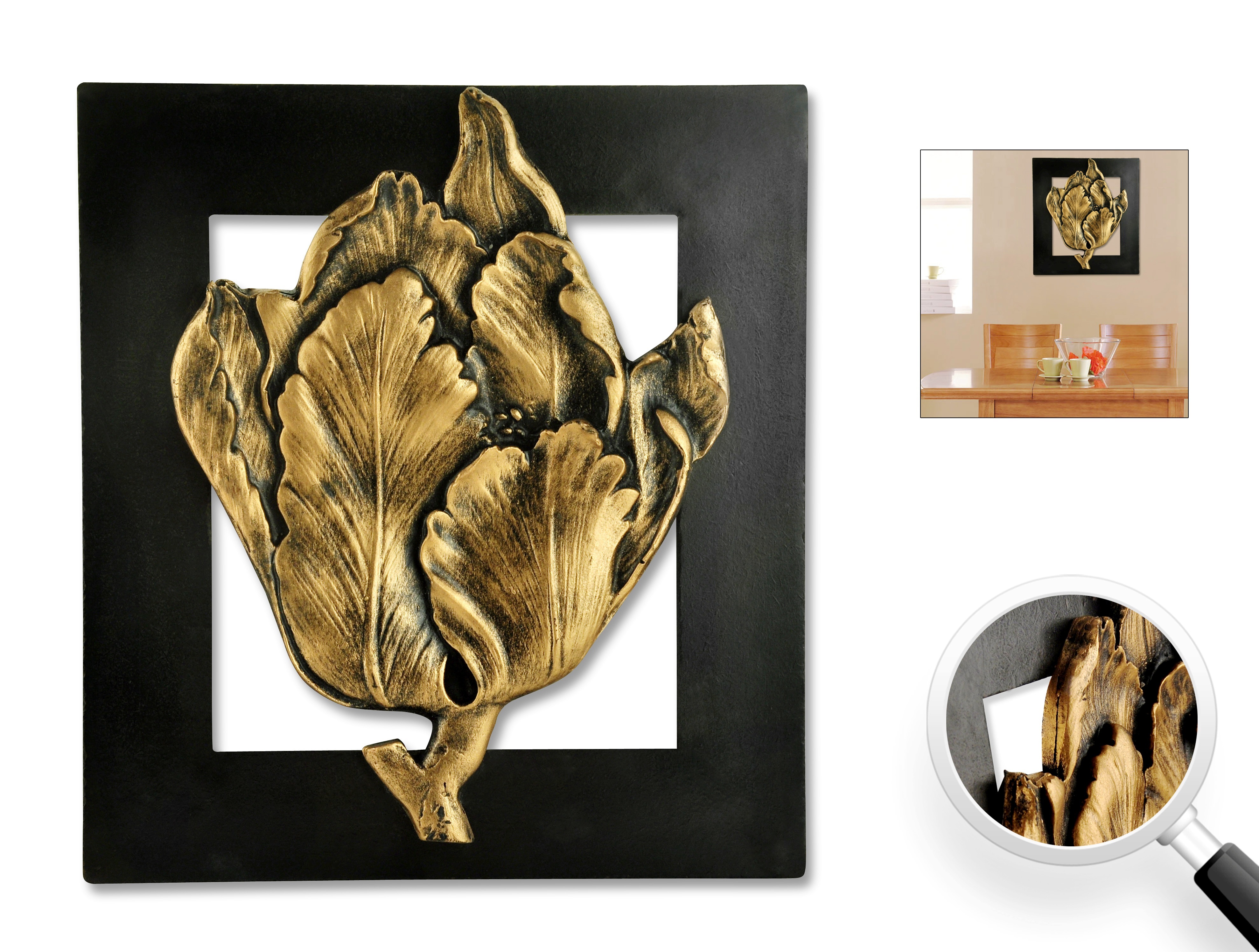 Light Weight Flower - Light Weight Material, 12x12 Size, Gold Color | Decorative Wall Hanging For Elegant Home Decor