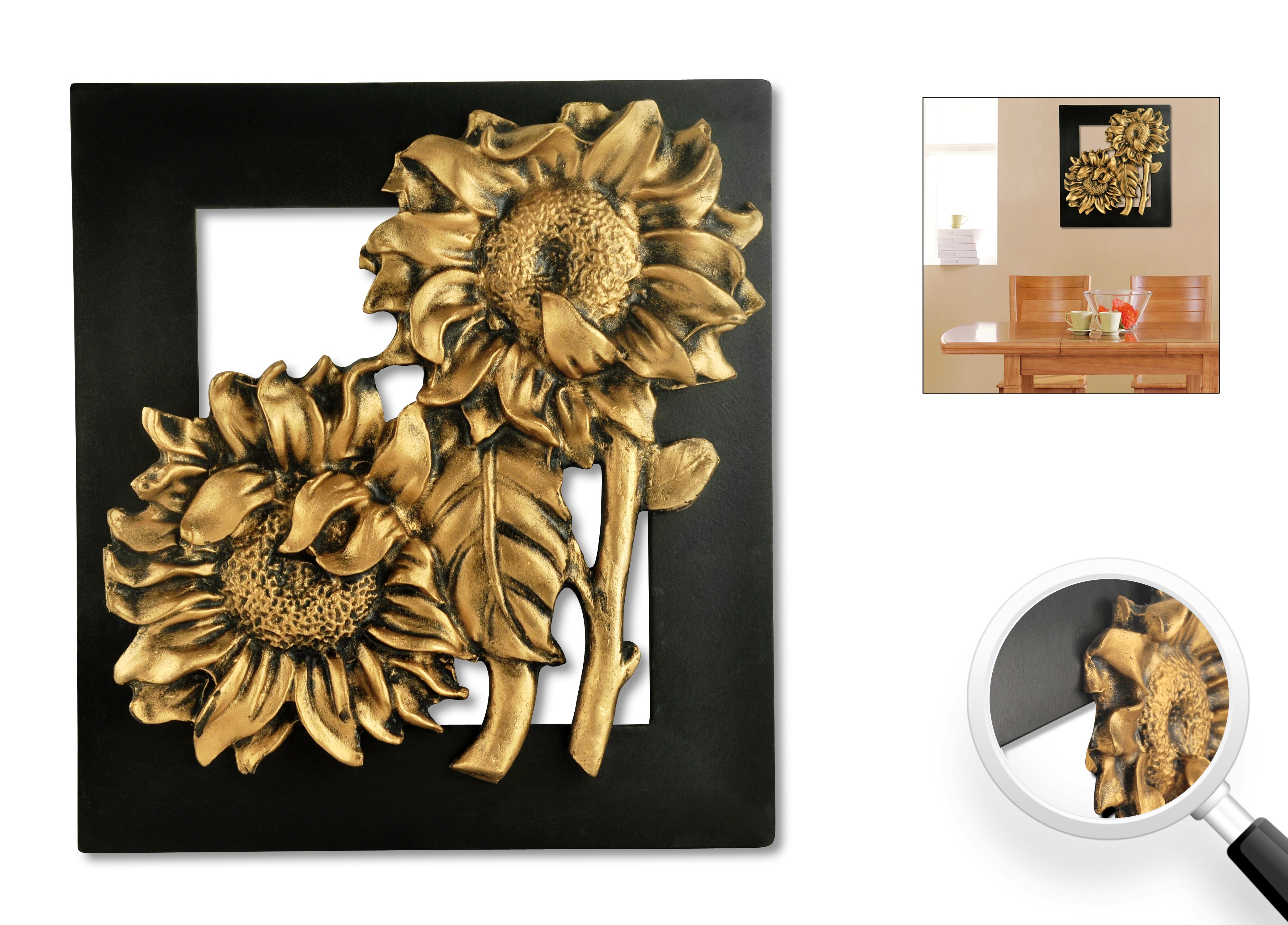 Light Weight Flower - Light Weight Material, 12x12 Size, Gold Color | Decorative Wall Hanging For Elegant Home Decor