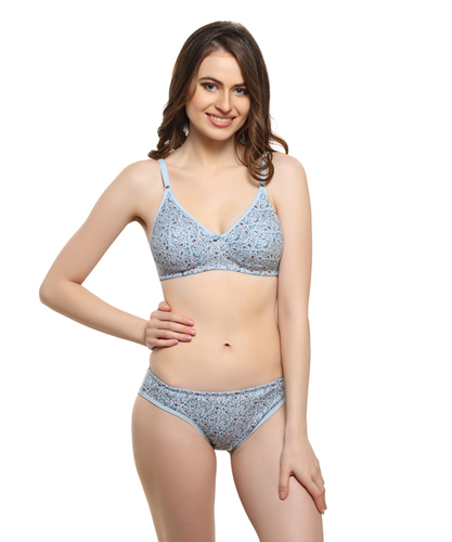 Jasmine Set - Cotton Polyester Mix Interloc Fabric, Size 32B to 38B | Lightweight Wirefree Bra for Girls in Trendy Printed Designs