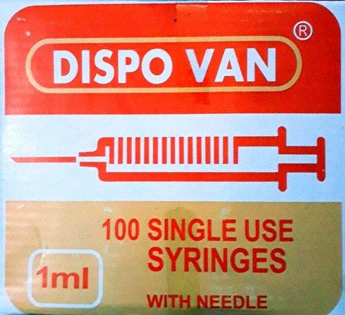 1 ml Dispo Van Syringe - Sterile EO, Plastic Material, 1ml Capacity, Ribbon Pack, 100 Units per Box | Manual Use, For Hospital, New Condition