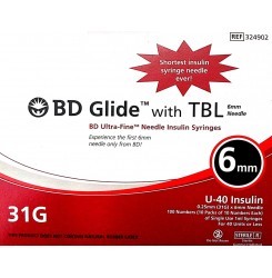 BD Glide With TBL 31G (U-40) - Plastic Material, 6mm Needle Length, White Color | Manual Operation, Non Toxic, Non-Pyrogenic, 1ml Single Use Syringes