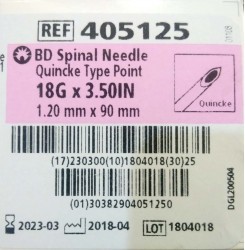 Silver Bd Spinal Needle Quincke Type Point (18G)
