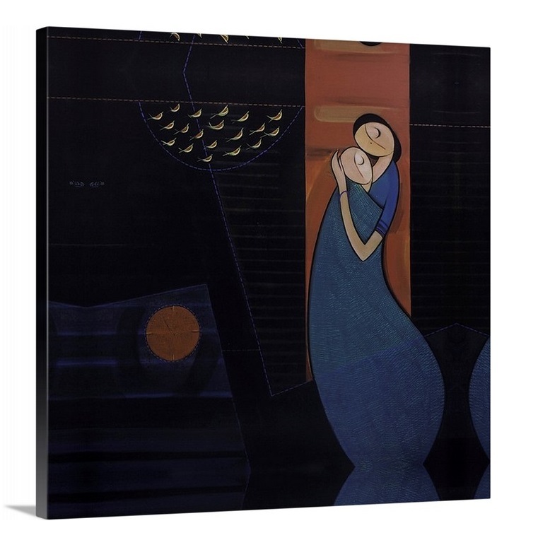 Artistic Painting Set - 20x14 Inch With Wooden Brown Frame | Traditional Water Color On Gallery Wrapped Canvas