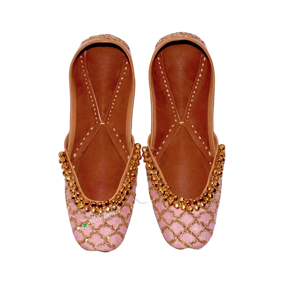 Punjabi Jutti Pink In Colour With Ghungru Handmade Jutti Heel Size: Flat