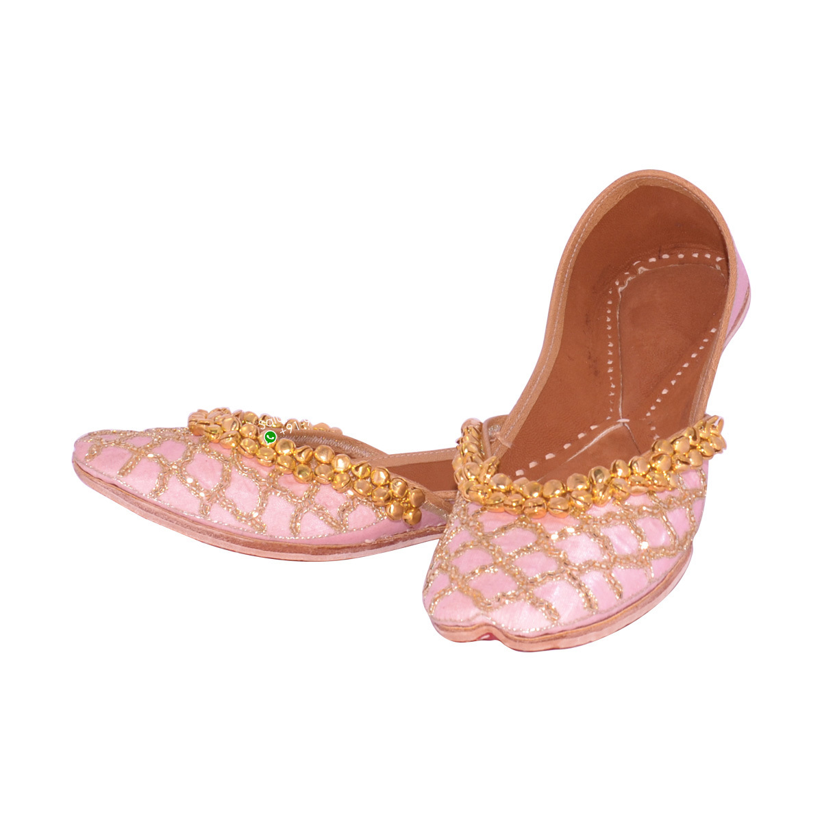 Punjabi Jutti Pink In Colour With Ghungru Handmade Jutti Heel Size: Flat