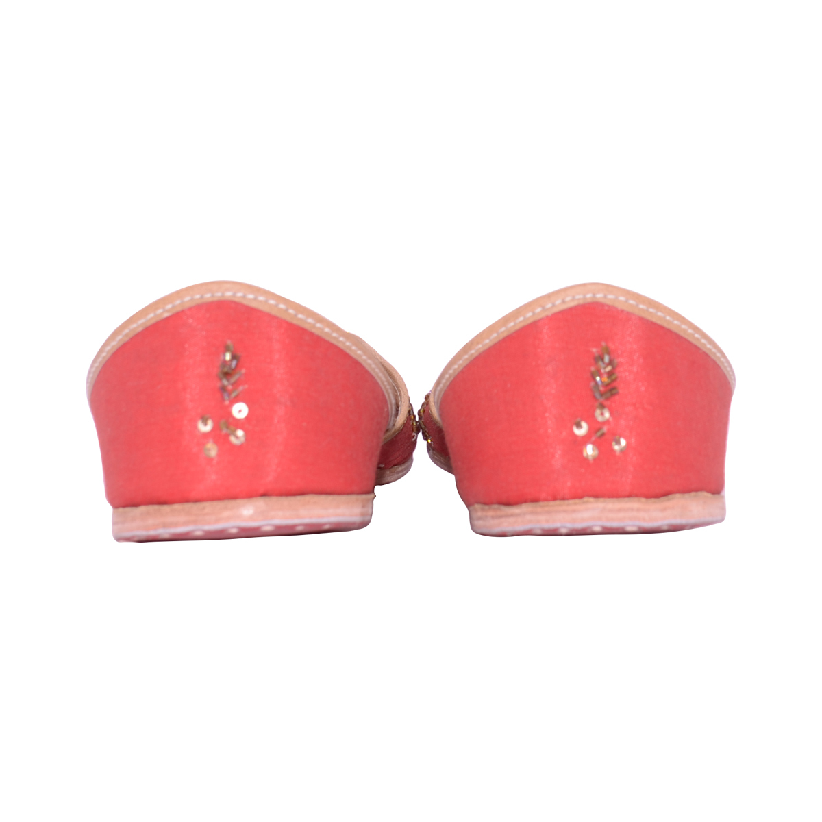 Women Leather Punjabi Jutti Red Color Heel Size: Flat