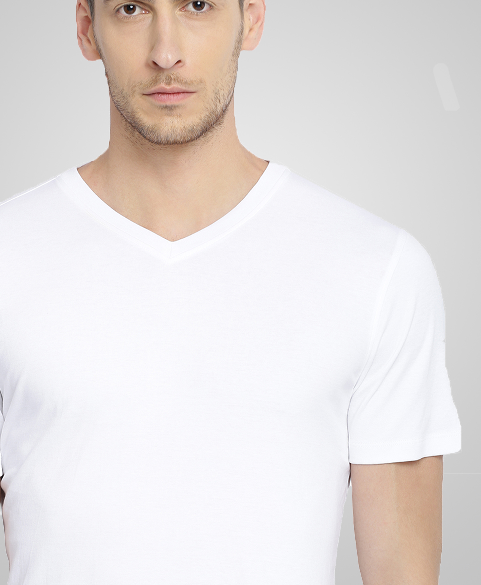 White V Neck T-shirt - 100% Cotton, Sizes S-xl, Color White, Half Sleeve, Plain Design | Ideal For All Seasons, Customizable Print Options