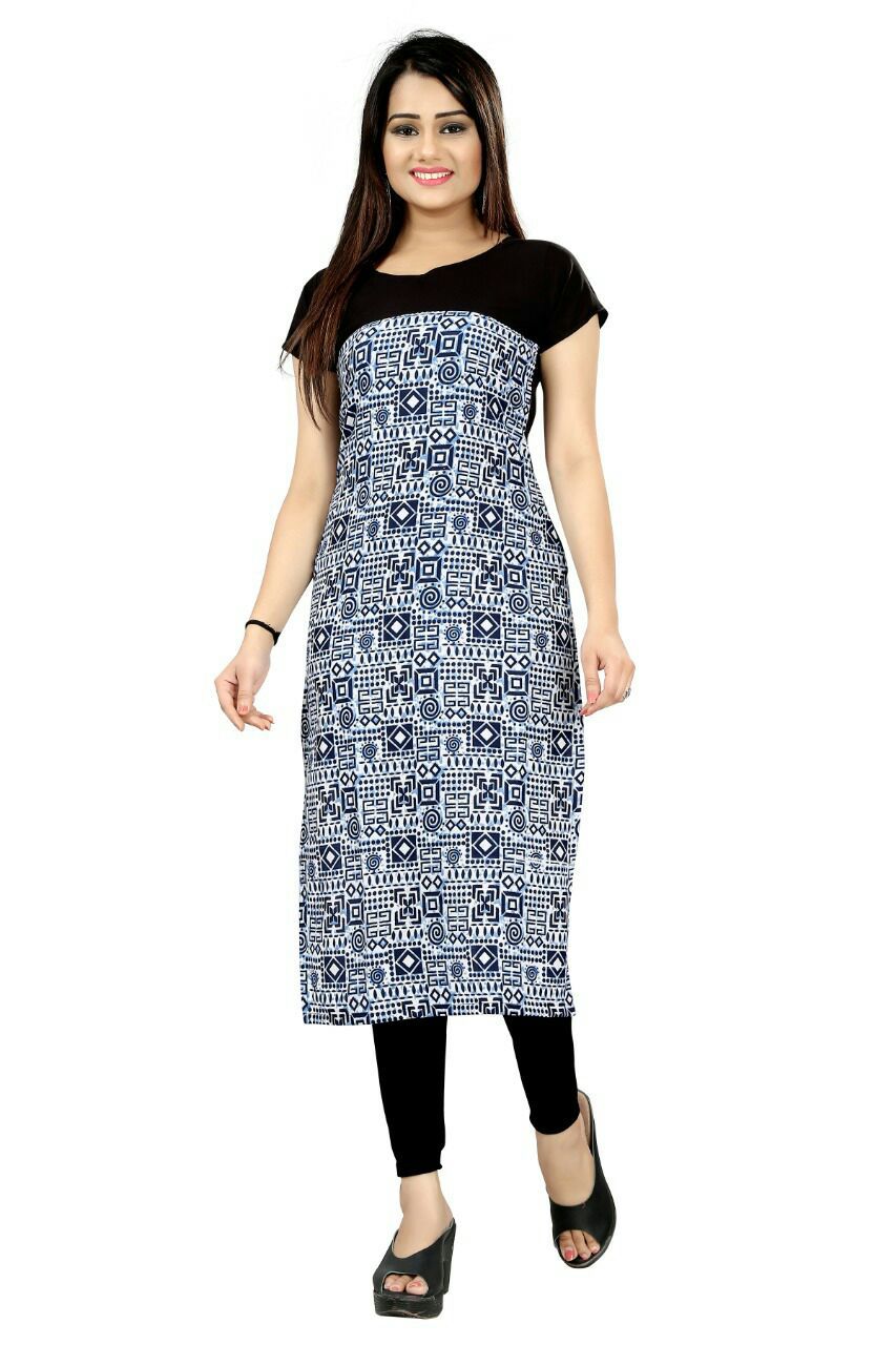 Crepe Straight Ladies Printed Kurti