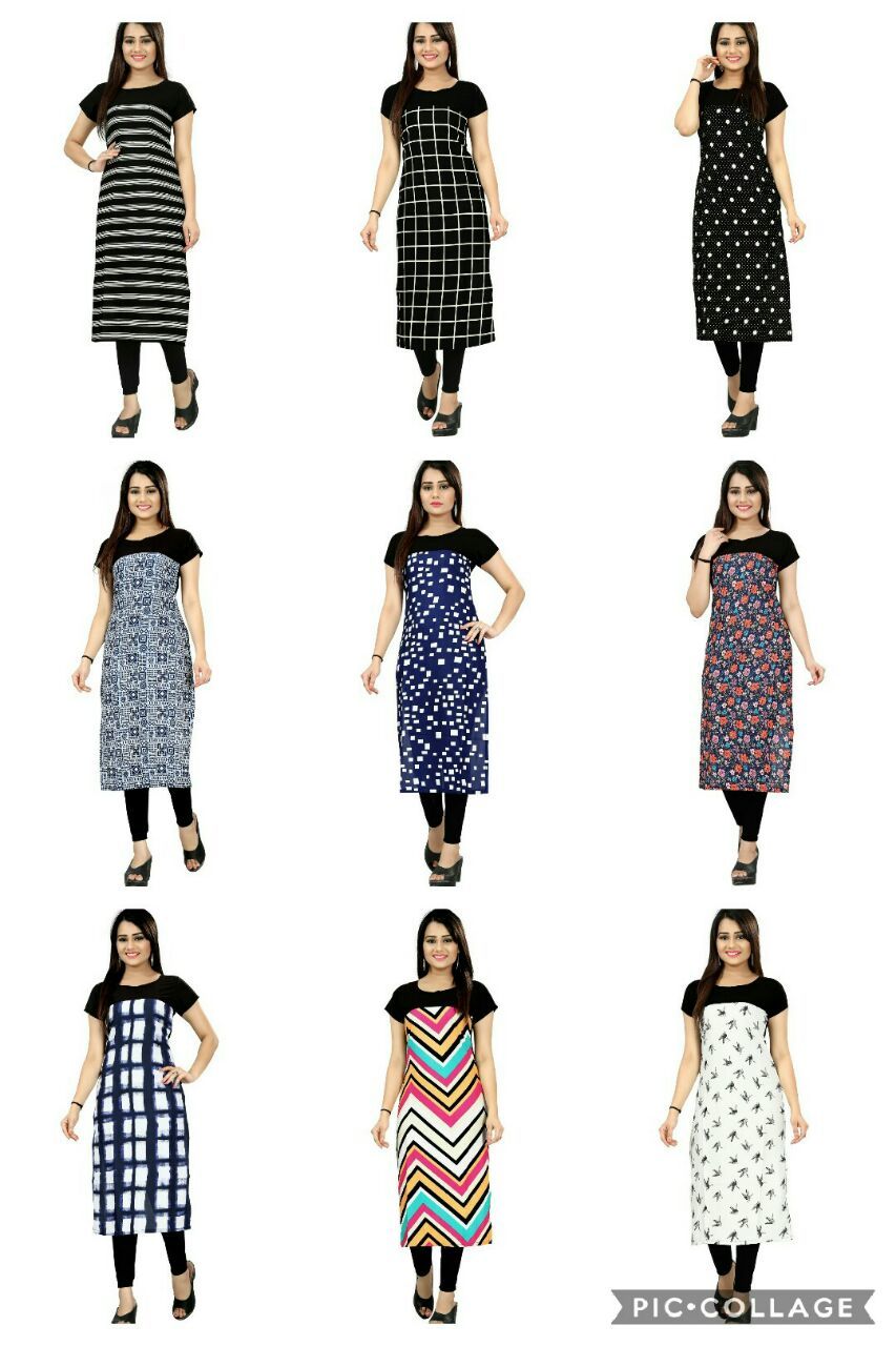 Crepe Straight Ladies Printed Kurti