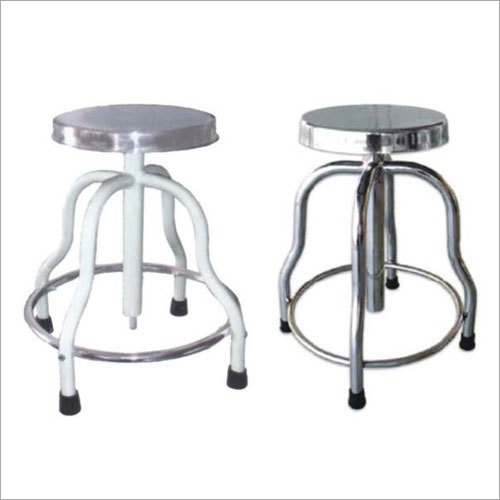 Revolving Stool (SS Top) - Stainless Steel, Adjustable Height | Round Shape, Manual Operation, Suitable for Laboratories and Industrial Use