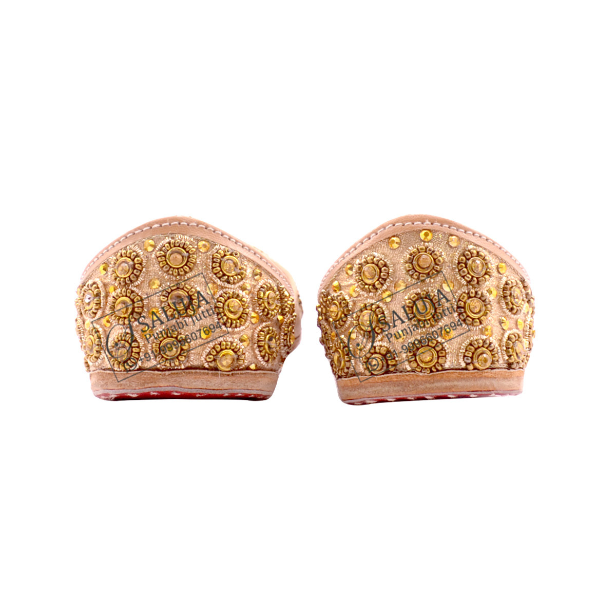 Punjabi Jutti Peach Color Handwork Embroidered Indian Juti For Women Heel Size: Flat