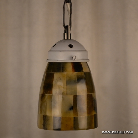 Antique Mosaic Glass Wall Hanging Lamp - Round 8x10 - 6x10 Inches, Handmade Yellow Finish With Polished Metal Fittings