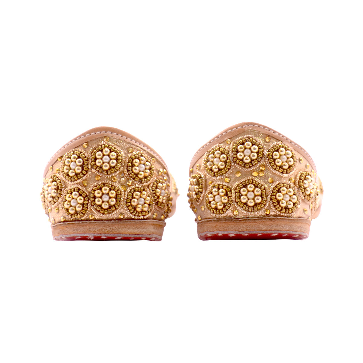 Punjabi Jutti Peach Color Hand Embroidered For Woman Heel Size: Flat