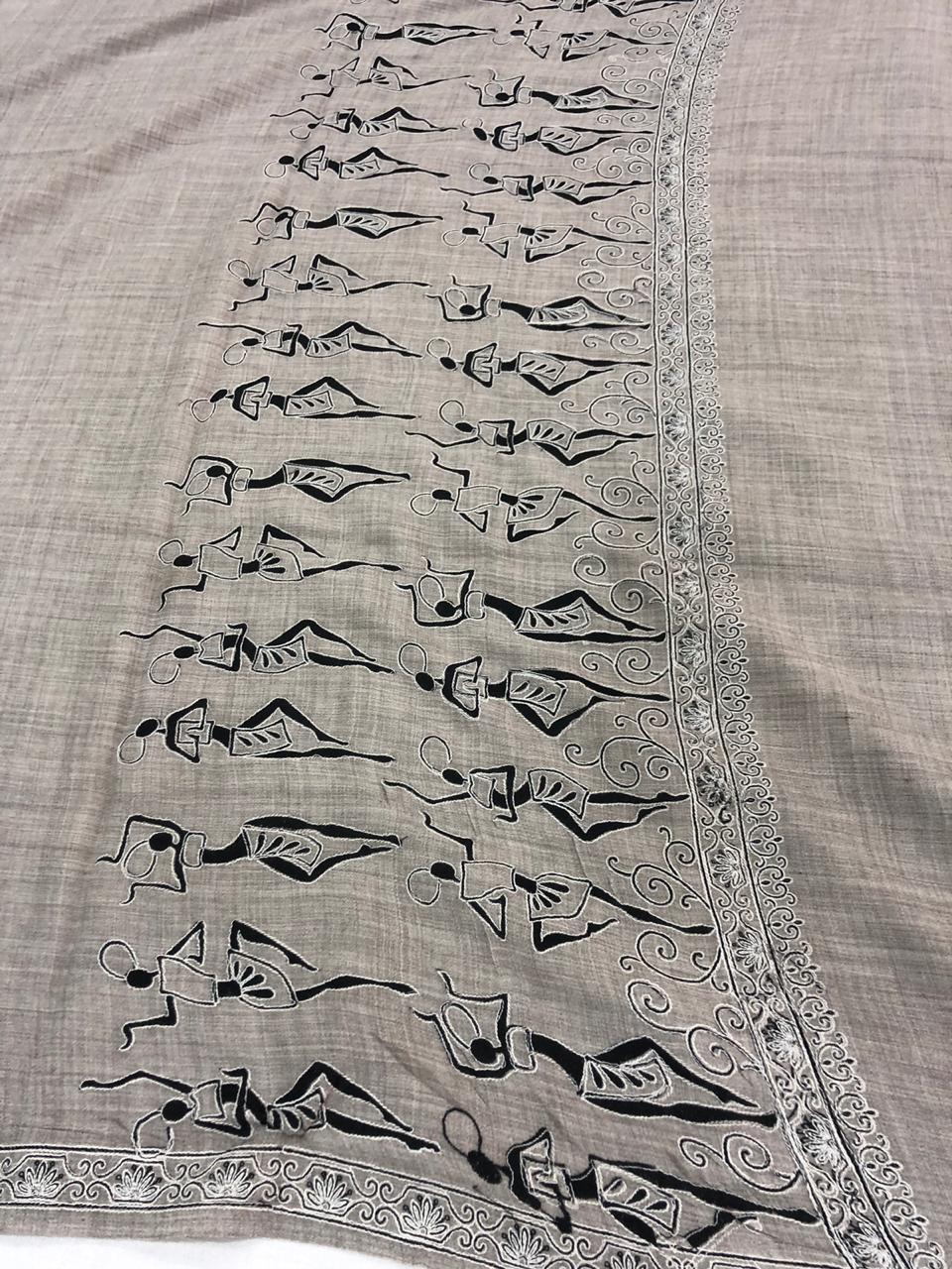 Shawls - Cashmere, 70 X 70 Inches, Beige | Hand-embroidered, Dry Clean Only