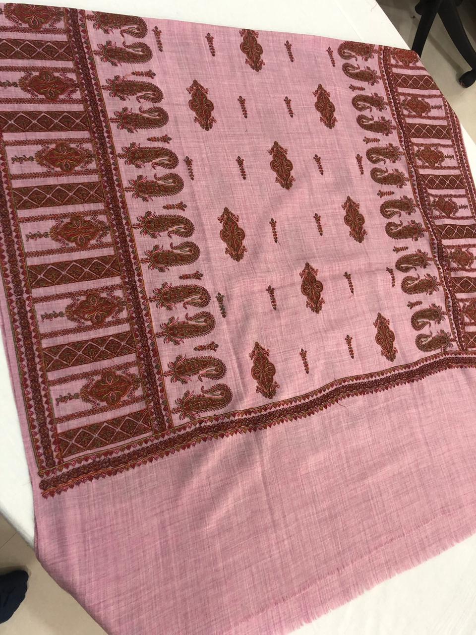 Shawls - Cashmere, 70 X 70 Inches, Beige | Hand-embroidered, Dry Clean Only