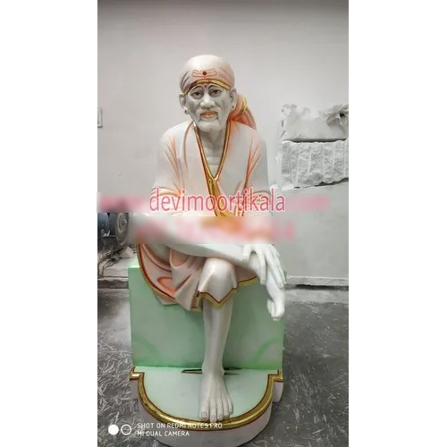 Sirdi Sai Baba Marble Sitting Statue - Height: 2 Foot (Ft)