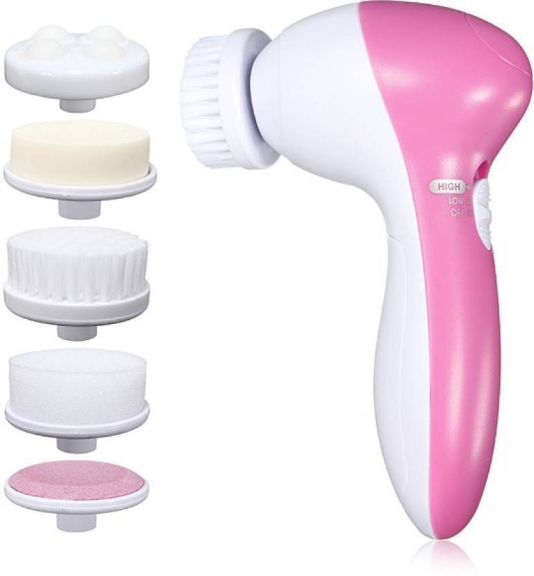 Portable 5 In 1 Massager - Plastic Material, White With Pink Color | Corrects Body Posture, Enhances Blood Circulation, Monitors Fat Composition