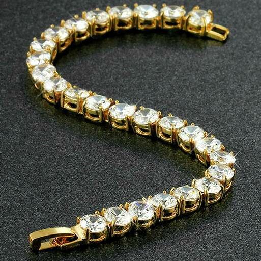 Diamond Bracelets - Gold-Plated 7 Inches, 6mm Width | Lobster Clasp, Pave Setting, Durable Material, Sparkling Cubic Zirconia