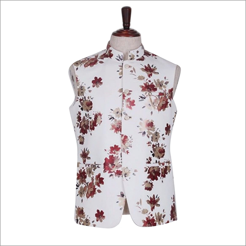 Red White Terry Rayon Koti - Sleeveless, Customized Size | Comfortable Ethnic Style, Excellent Print, Colorfastness