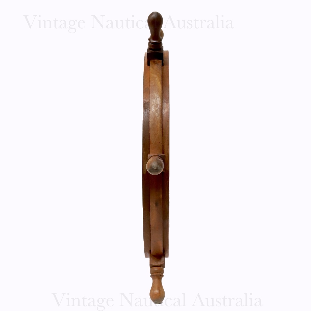 Ship Wheel (Medium) 600 Mm - Wood & Brass, Natural Wood, 600 Mm, 8 Spokes, Handcrafted, Nautical Decor, Collectible