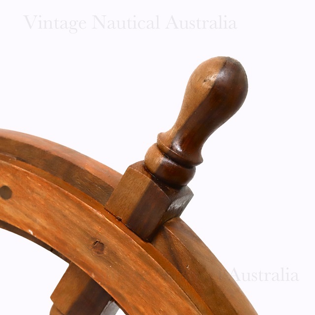 Ship Wheel (Medium) 600 Mm - Wood & Brass, Natural Wood, 600 Mm, 8 Spokes, Handcrafted, Nautical Decor, Collectible