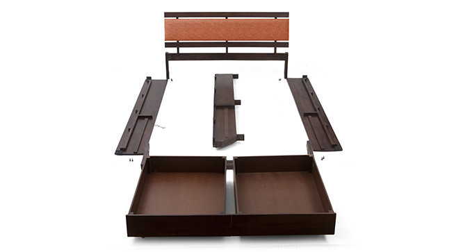 Wooden Box Bed - Solid Wood, 210x189x90 Cm, Dark Brown Finish | Easy To Clean, Eco-friendly, No Assembly Required, Contemporary Design
