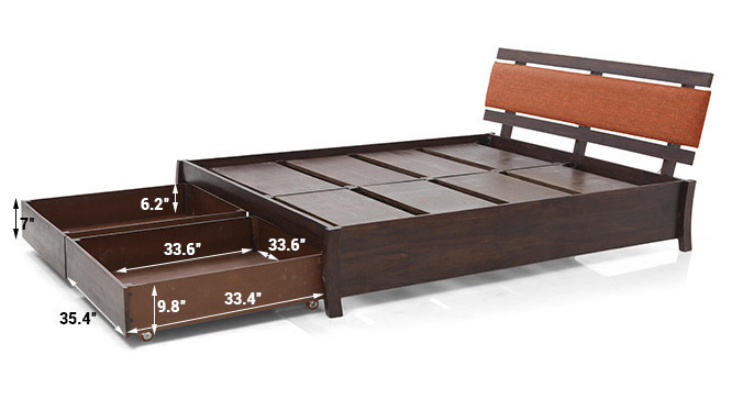 Wooden Box Bed - Solid Wood, 210x189x90 Cm, Dark Brown Finish | Easy To Clean, Eco-friendly, No Assembly Required, Contemporary Design
