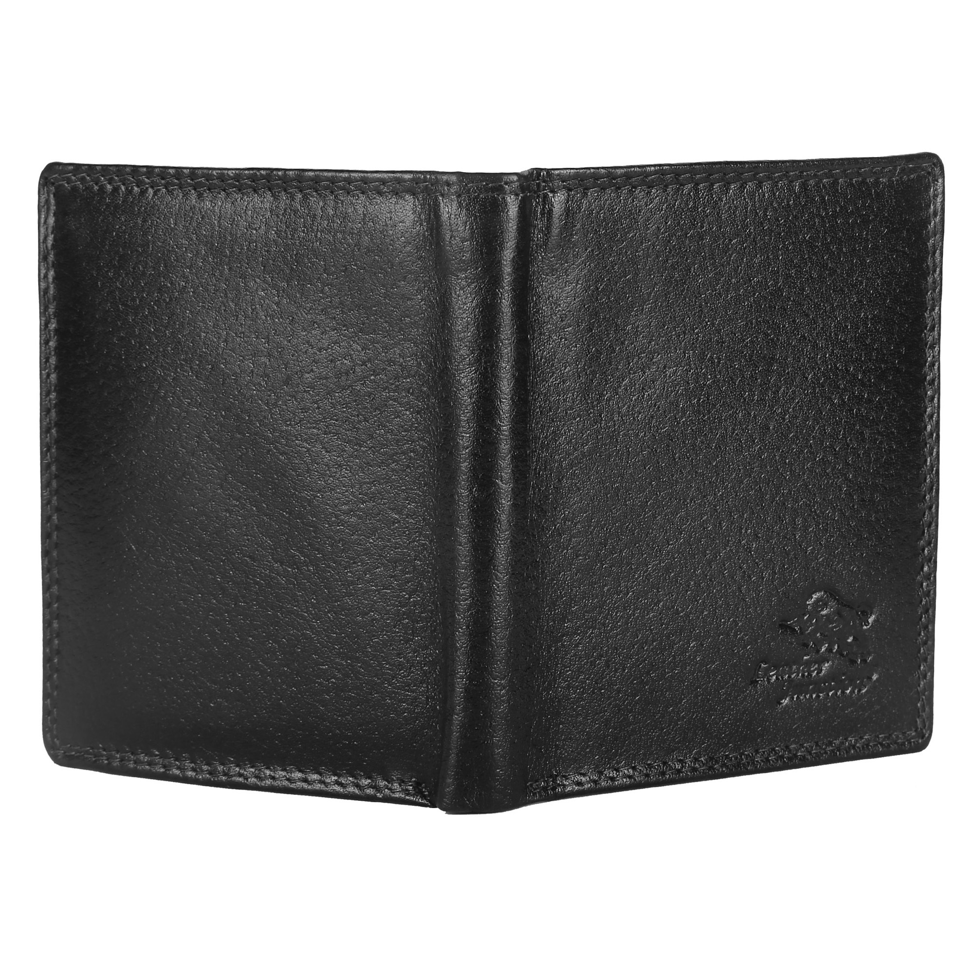 Black Leather Wallet For Men - Leather, 20*11*2 Cm, Black | Bifold Design With 6 Card Slots, 2 Pockets, Coin Pocket & Transparent Window
