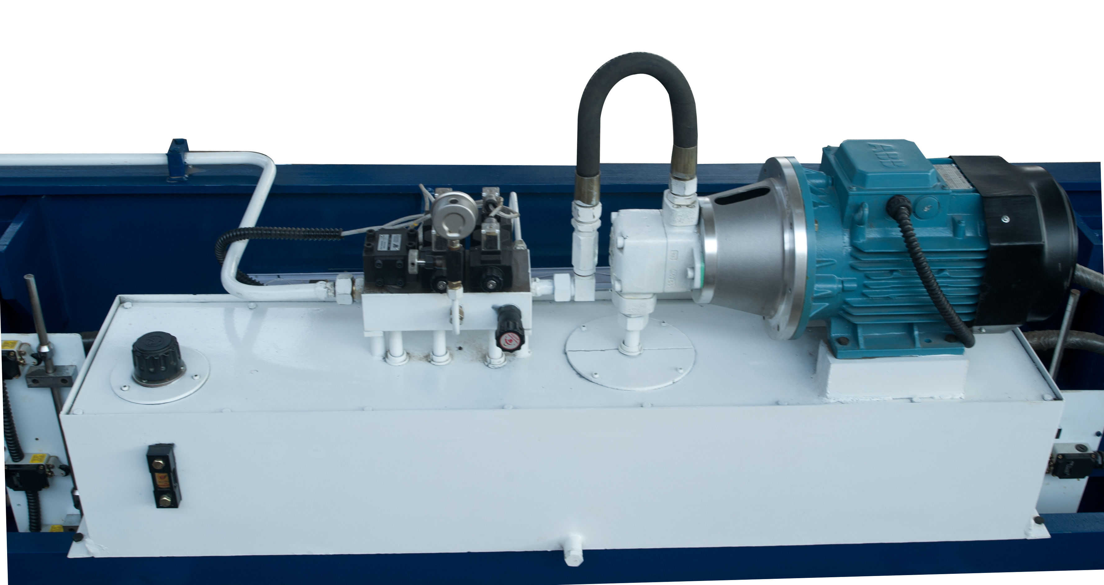 Hydraulic Nc Shearing Machine - Mild Steel, 1250mm To 6000mm Cutting Length, Blue And White Color, Semi-automatic With Nc Back Gauge And Stroke Counter