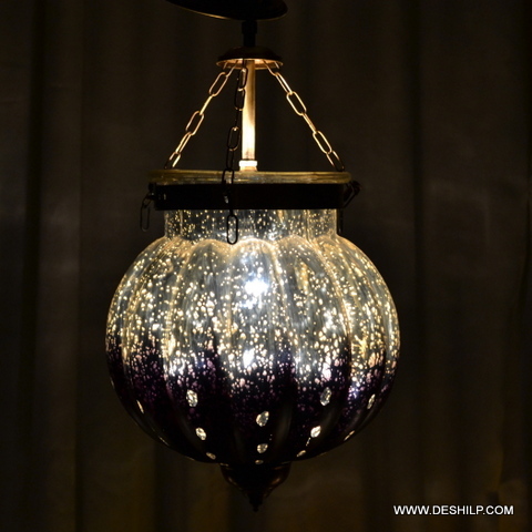 पर्पल और गोल्डन सिल्वर ग्लास वॉल हैंगिंग