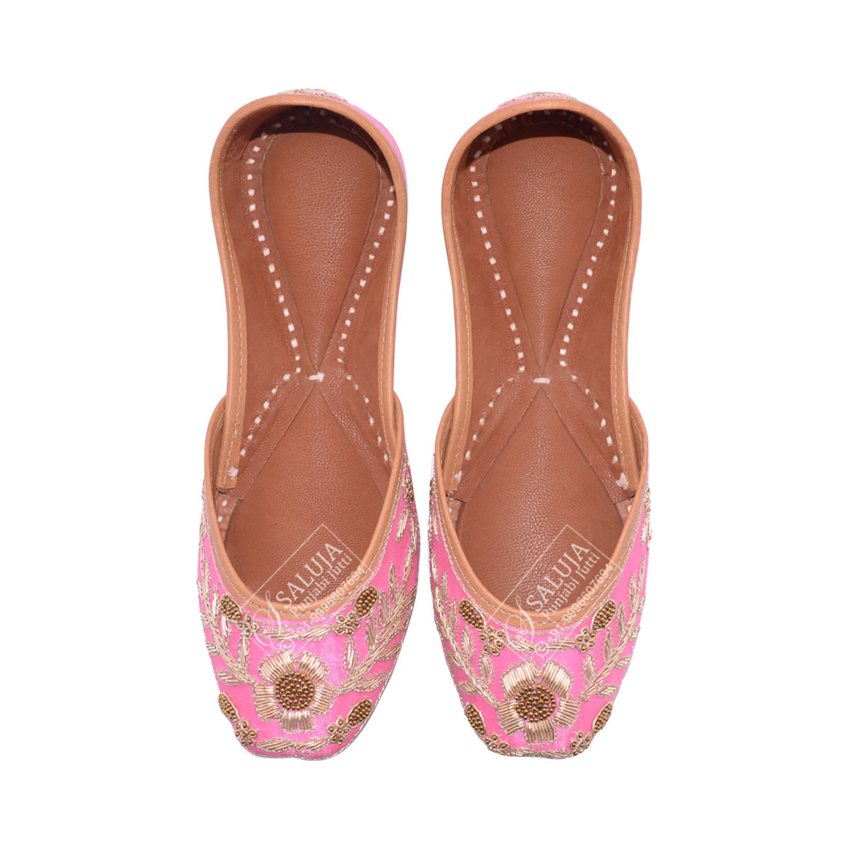 Party Wear Pink Color Punjabi Jutti For Woman Heel Size: Flat